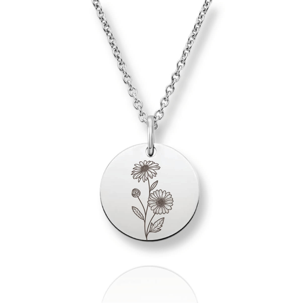 Silver Personalized Birth Flower Necklace