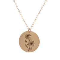 Thumbnail for Gold Personalized Circle Birth Flower Necklace