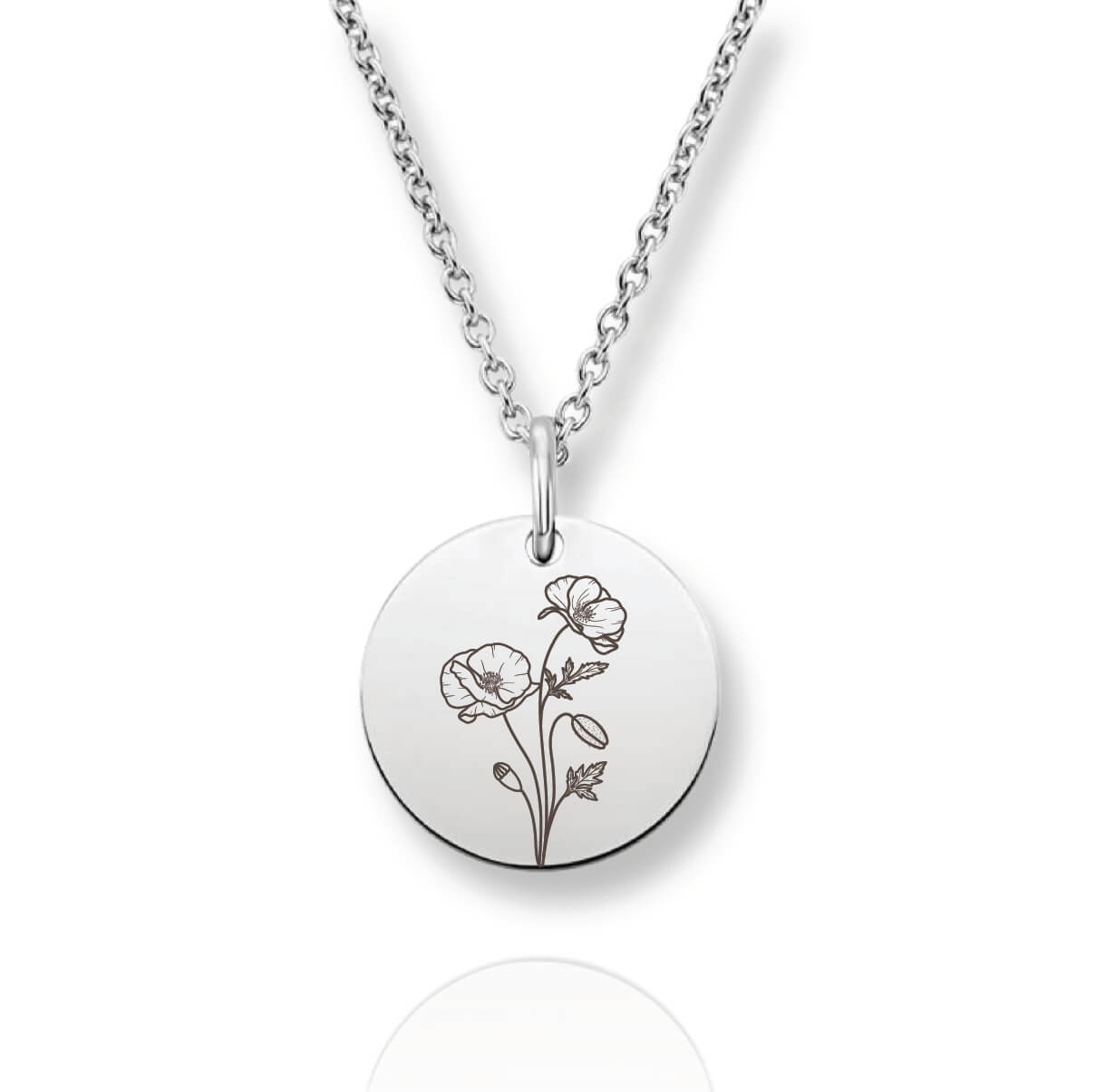 Silver Personalized Birth Flower Necklace