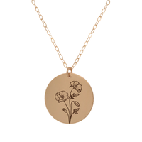 Thumbnail for Gold Personalized Circle Birth Flower Necklace