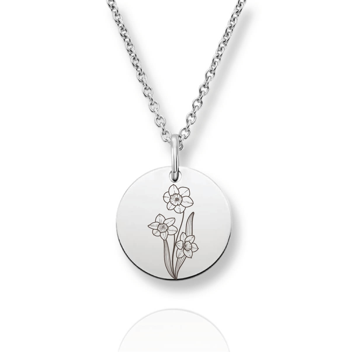 Silver Personalized Birth Flower Necklace