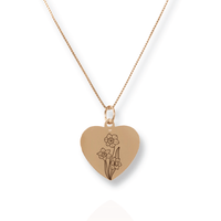Thumbnail for Gold Personalized Heart Birth Flower Necklace
