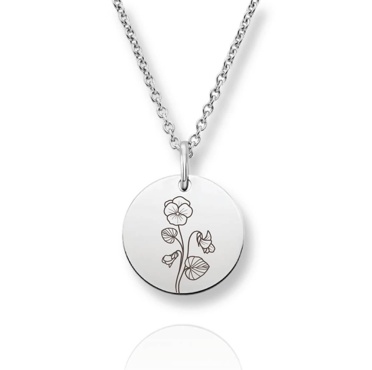 Silver Personalized Birth Flower Necklace