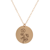 Thumbnail for Gold Personalized Circle Birth Flower Necklace