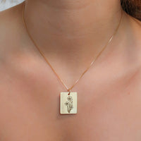 Thumbnail for Gold Personalized Square Birth Flower Necklace