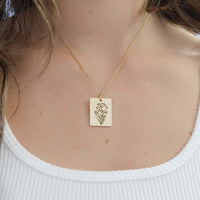 Thumbnail for Gold Personalized Square Birth Flower Necklace