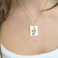Thumbnail for Gold Personalized Square Birth Flower Necklace