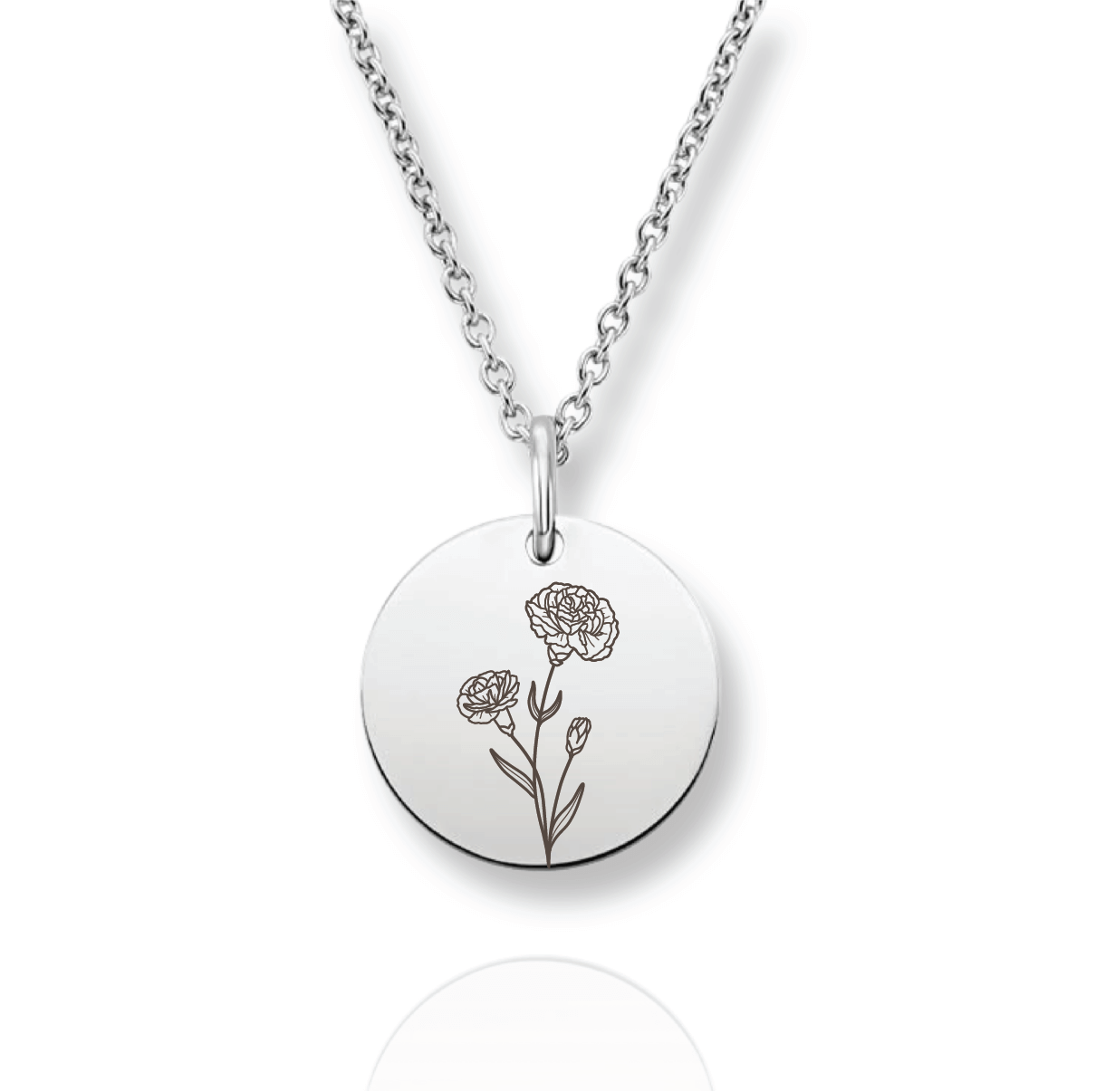 Silver Personalized Birth Flower Necklace