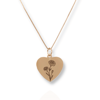 Thumbnail for Gold Personalized Heart Birth Flower Necklace