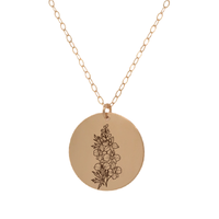 Thumbnail for Gold Personalized Circle Birth Flower Necklace