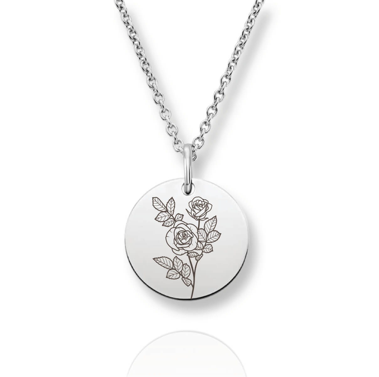 Silver Personalized Birth Flower Necklace