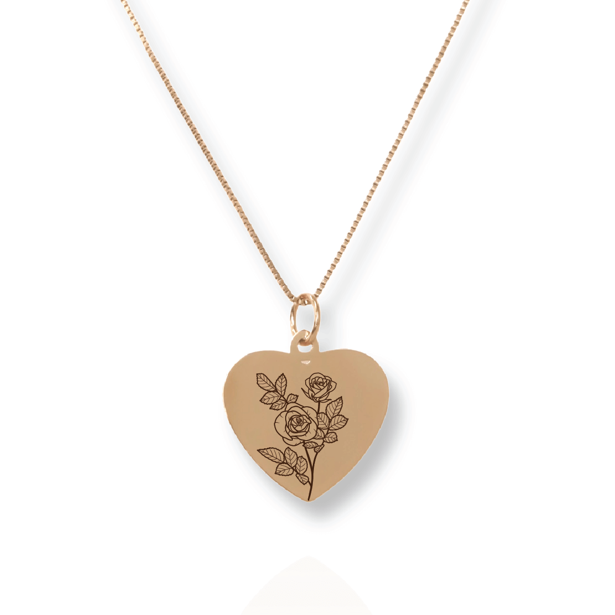 Gold Personalized Heart Birth Flower Necklace