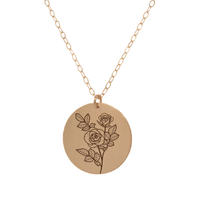 Thumbnail for Gold Personalized Circle Birth Flower Necklace