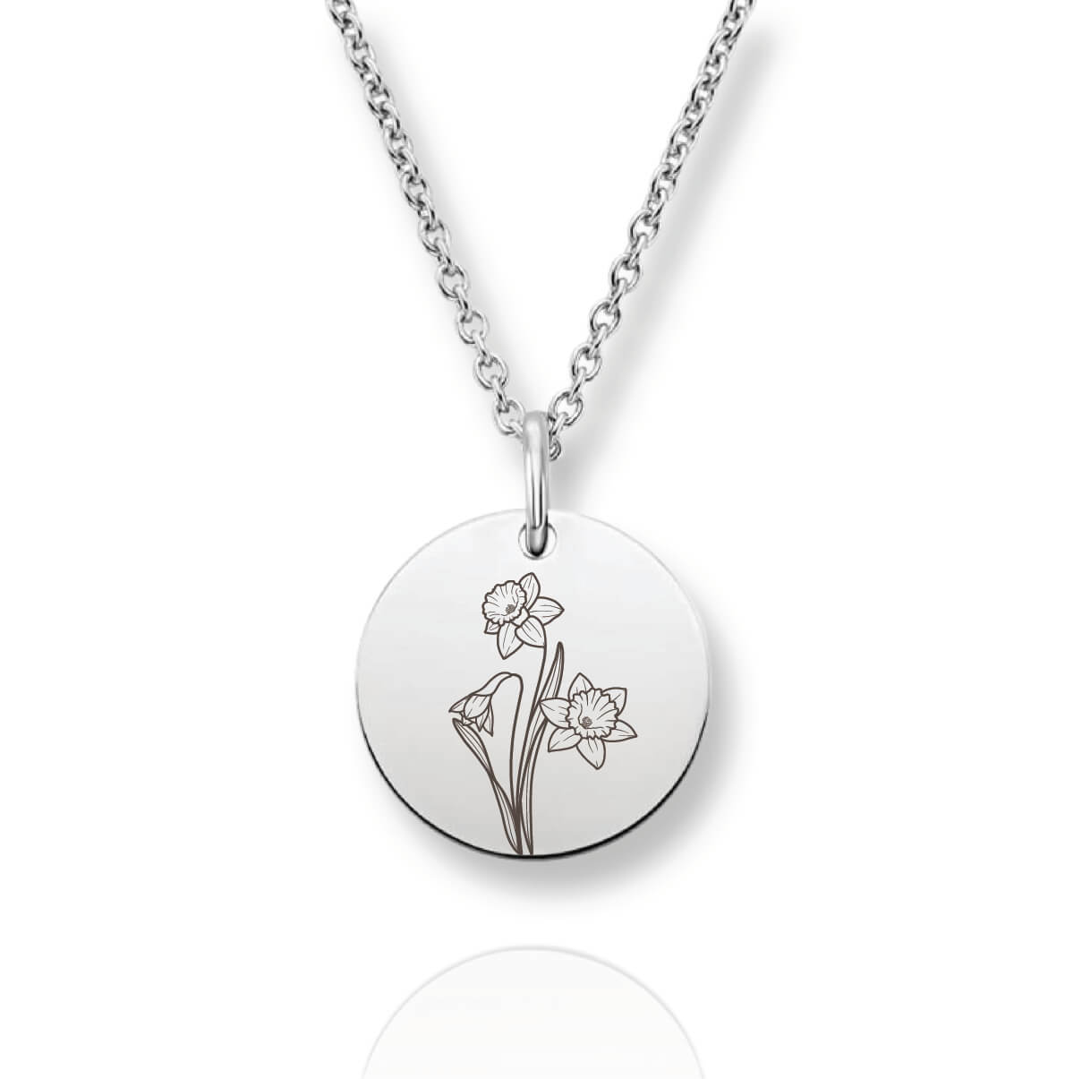 Silver Personalized Birth Flower Necklace