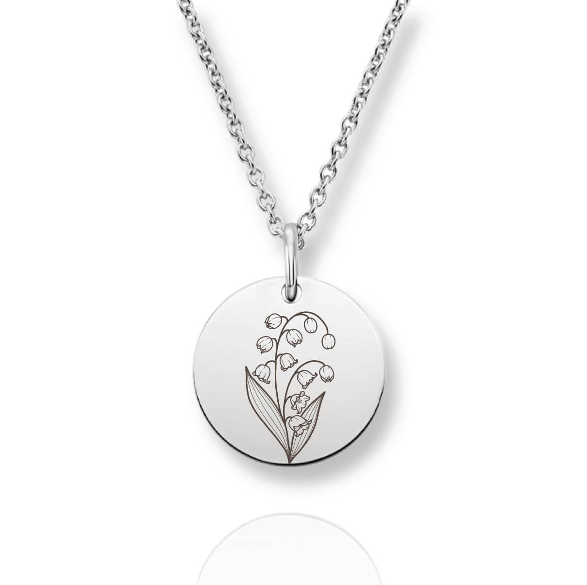 Silver Personalized Birth Flower Necklace