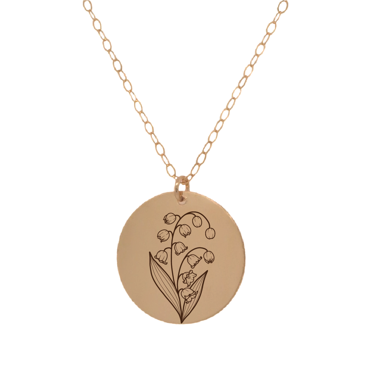 Gold Personalized Circle Birth Flower Necklace