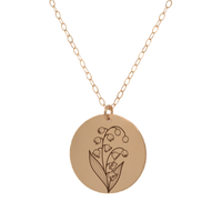 Thumbnail for Gold Personalized Circle Birth Flower Necklace