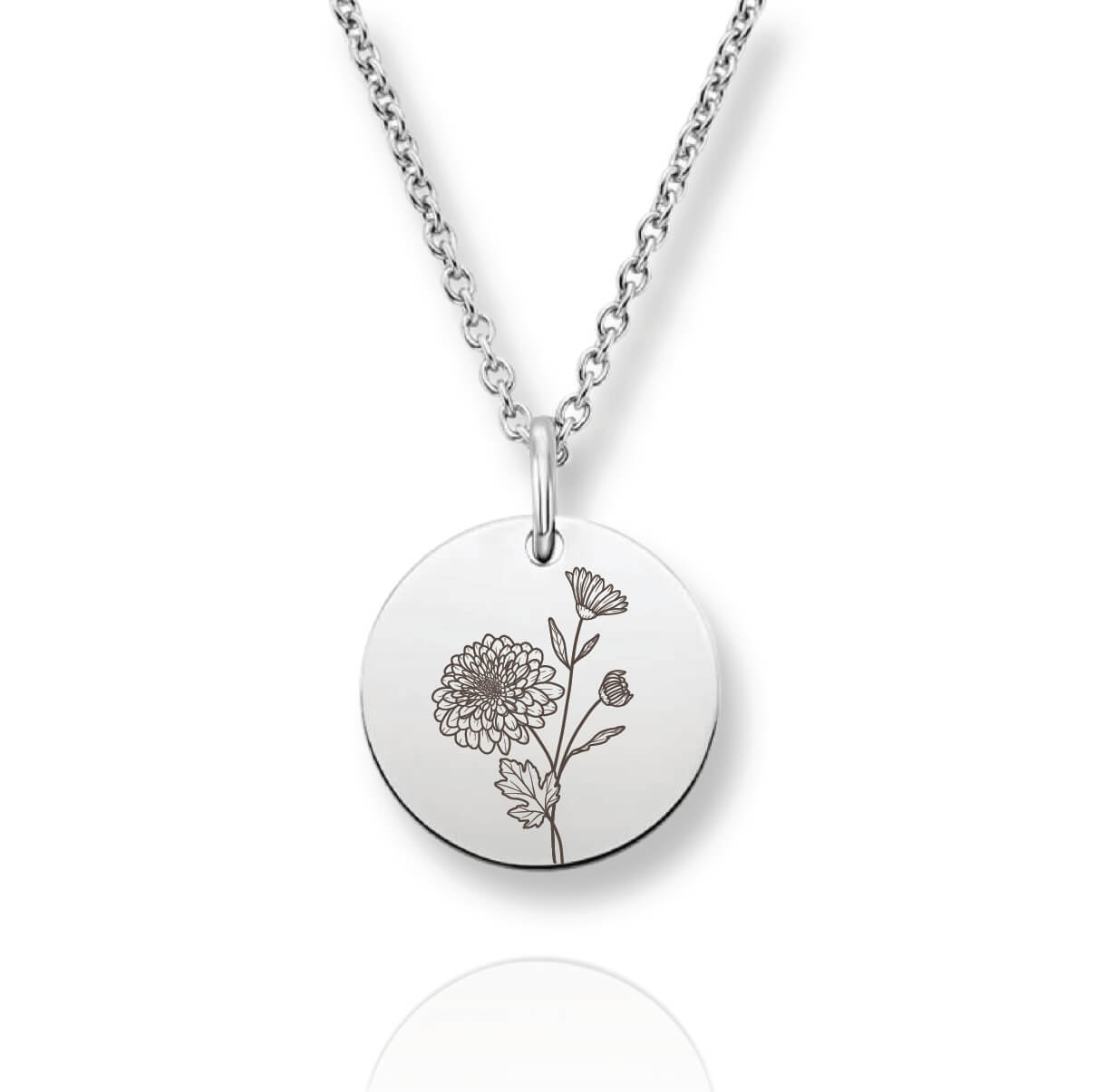Silver Personalized Birth Flower Necklace