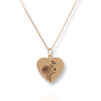 Thumbnail for Gold Personalized Heart Birth Flower Necklace
