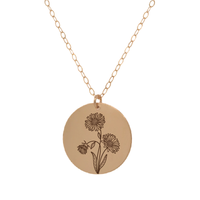 Thumbnail for Gold Personalized Circle Birth Flower Necklace