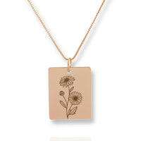 Thumbnail for Gold Personalized Square Birth Flower Necklace
