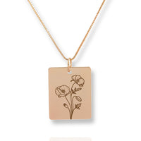 Thumbnail for Gold Personalized Square Birth Flower Necklace