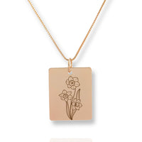 Thumbnail for Gold Personalized Square Birth Flower Necklace