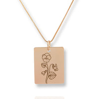 Thumbnail for Gold Personalized Square Birth Flower Necklace