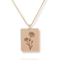 Thumbnail for Gold Personalized Square Birth Flower Necklace