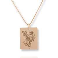 Thumbnail for Gold Personalized Square Birth Flower Necklace