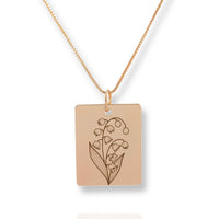 Thumbnail for Gold Personalized Square Birth Flower Necklace