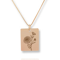 Thumbnail for Gold Personalized Square Birth Flower Necklace