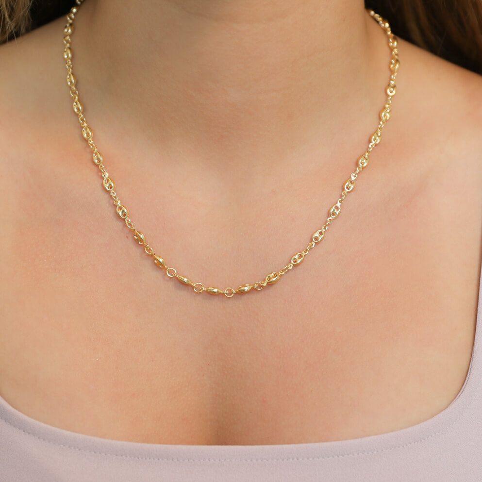 Gold Mariner Anchor Chain Necklace