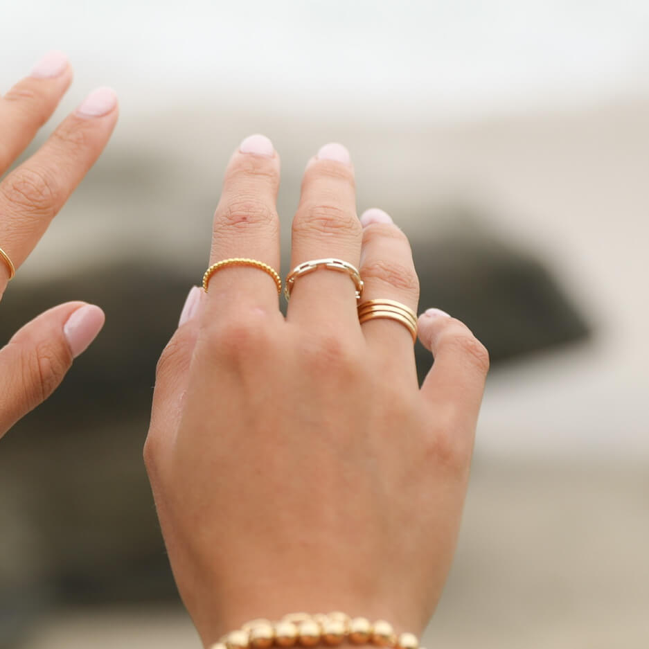 Gold Paper Clip Stack Ring