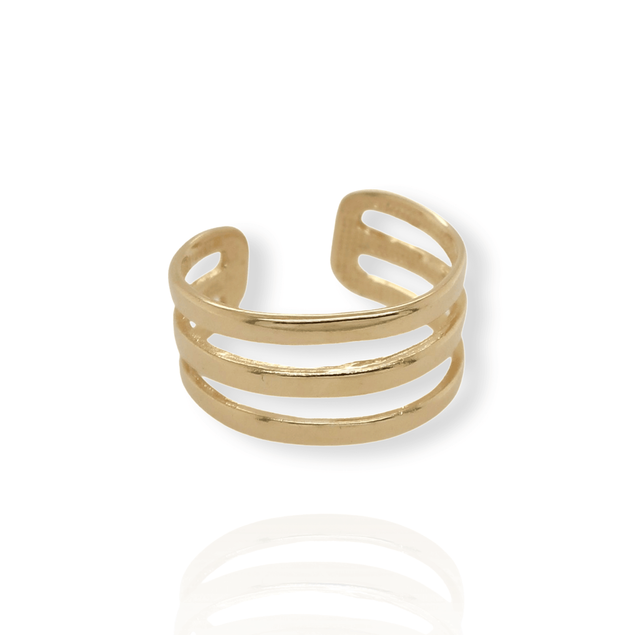 Gold Triple Bar Adjustable Ring