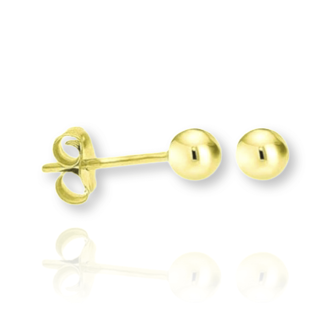Solid Gold Bead Stud Earrings