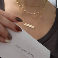 Thumbnail for Gold Personalized Handwriting Bar Necklace