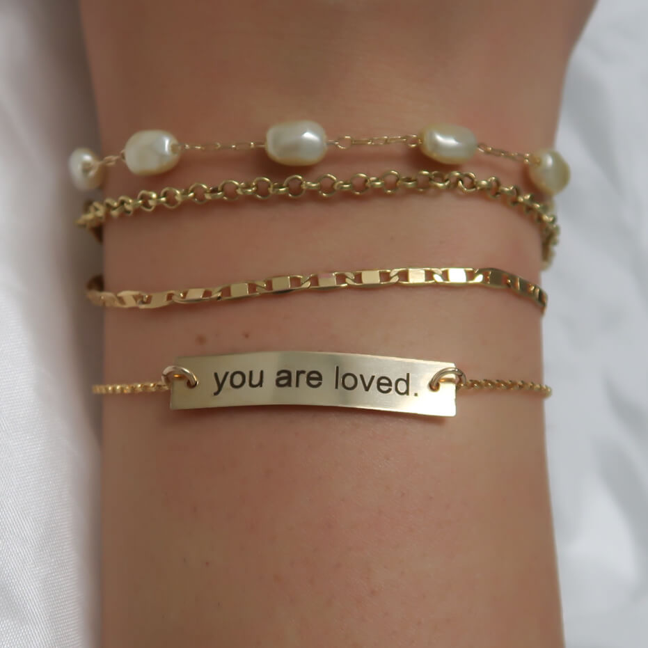 Gold Personalized Custom Bar Bracelet