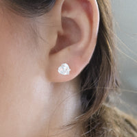 Thumbnail for Silver CZ Heart Stud Earrings