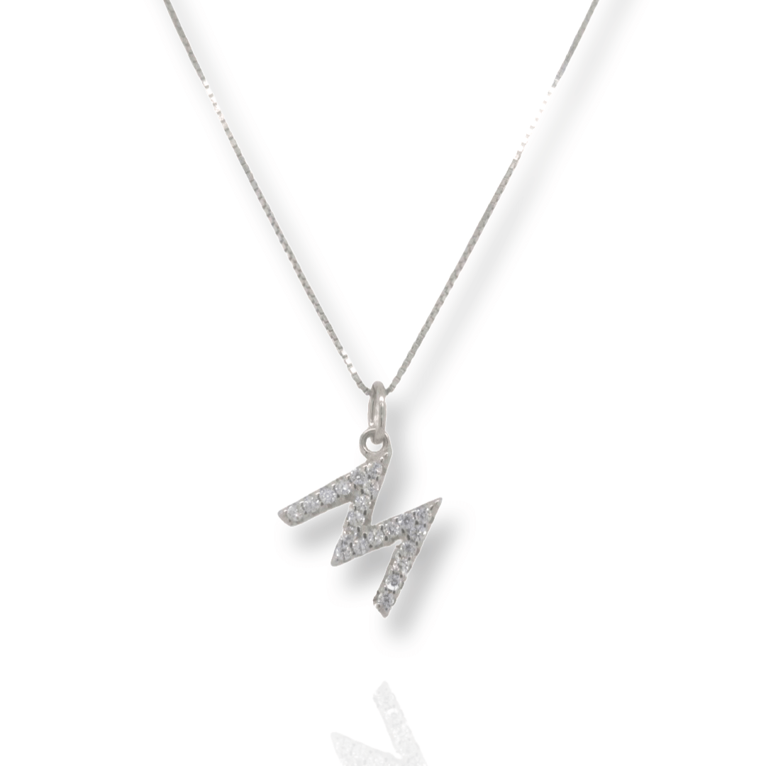 Silver CZ Initial Necklace