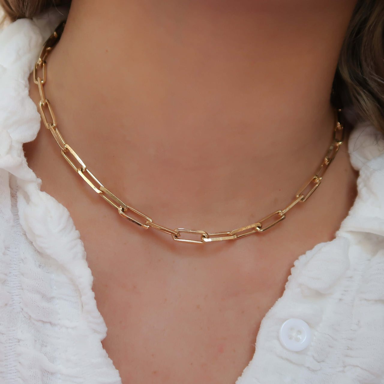 Gold Chain Breaker Paper Clip Necklace