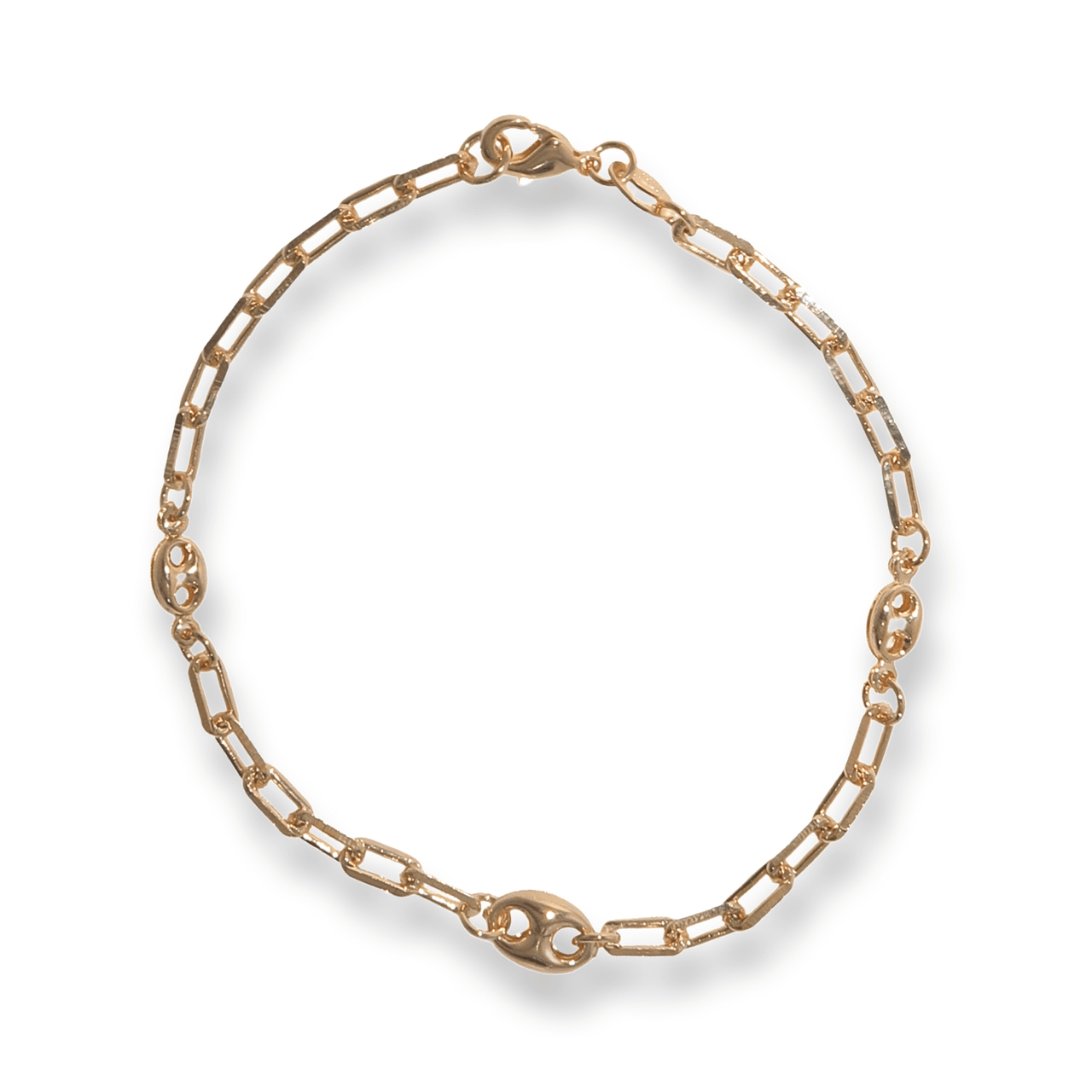 Gold Mariner Paperclip Chain Bracelet
