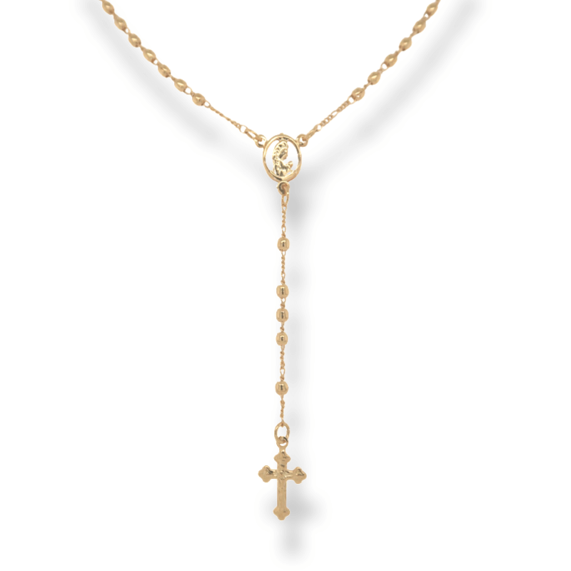 Gold Beaded Rosary Necklace