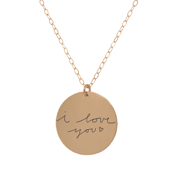 Custom Handwriting Necklace - Engraved Round Pendant Necklace - Love,  Georgie