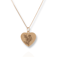 Thumbnail for Gold Personalized Heart Birth Flower Necklace