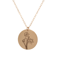 Thumbnail for Gold Personalized Circle Birth Flower Necklace