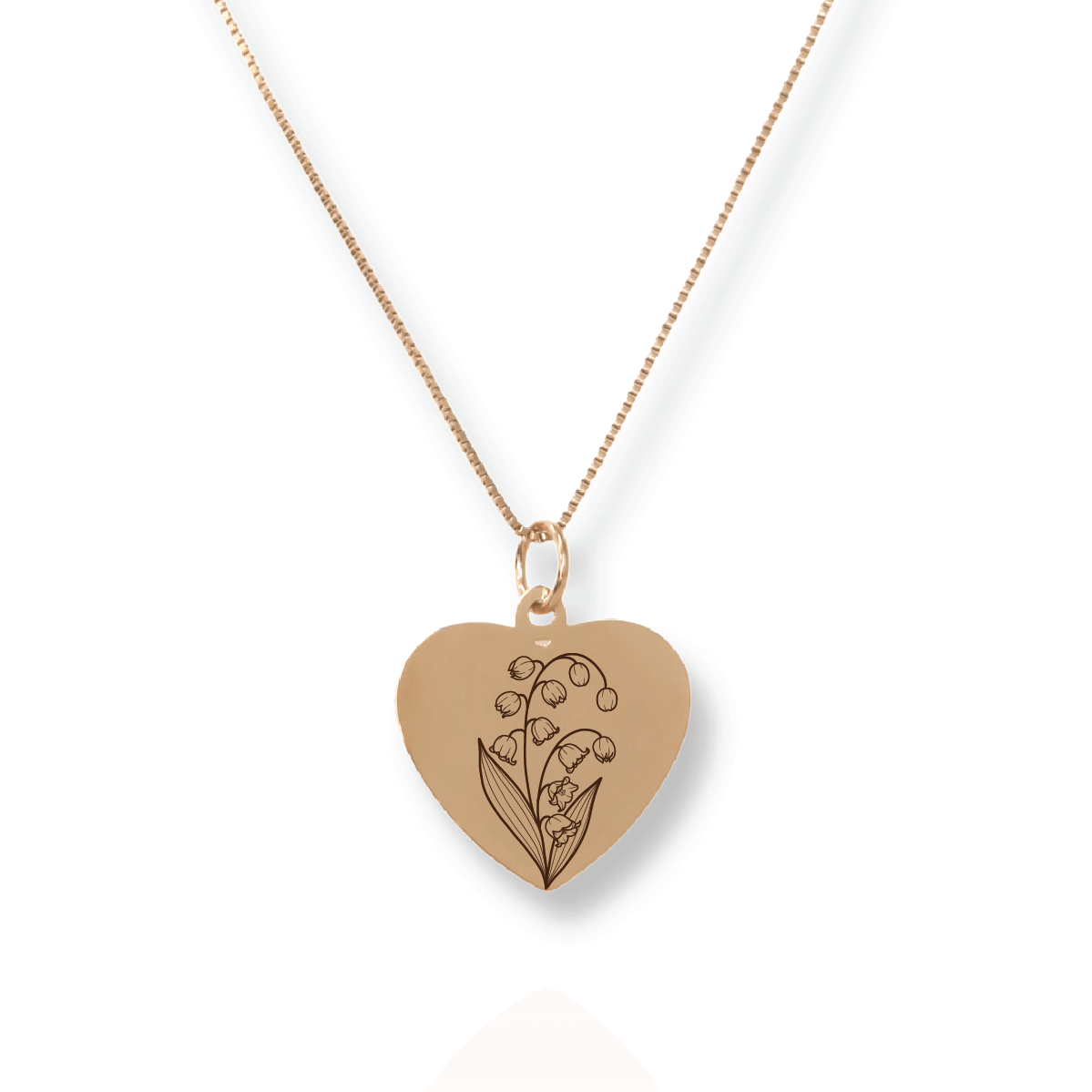 Gold Personalized Heart Birth Flower Necklace