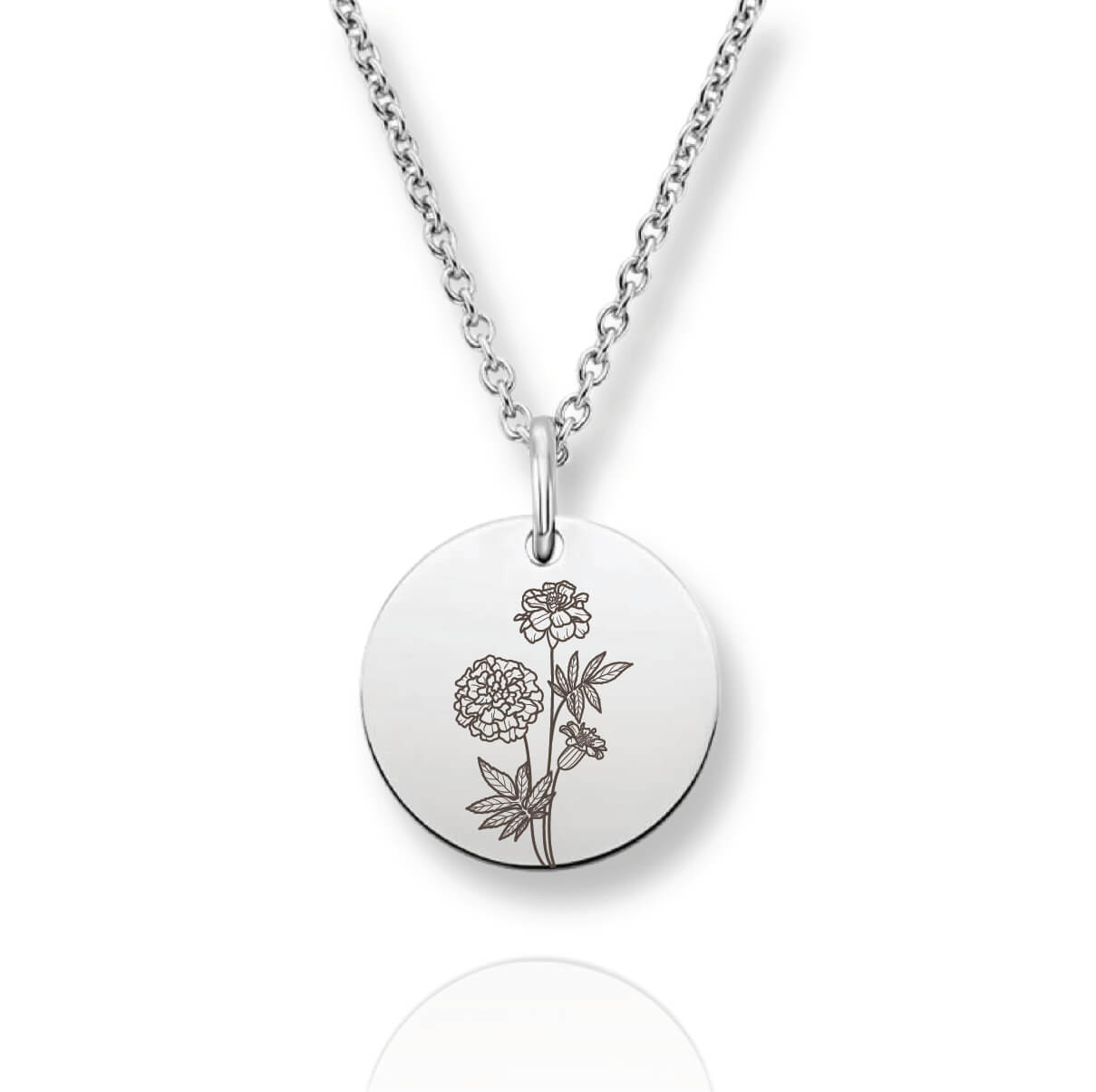 Silver Personalized Birth Flower Necklace