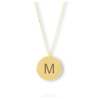 Thumbnail for Solid Gold Engraved Disc Initial Necklace