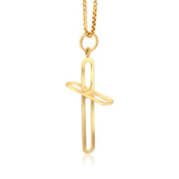 Thumbnail for Gold 3D Paperclip Cross Necklace